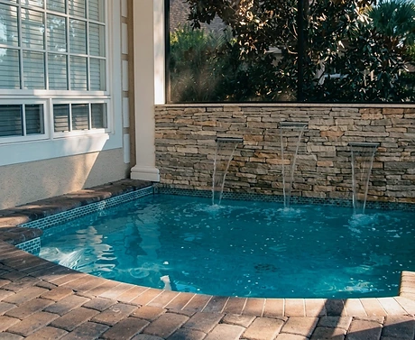 248 Good Hope, Bluffton — pool with a sheer-descent stone wall