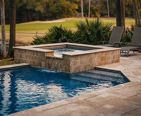 12 West Beach Lagoon, Hilton Head — pool and spa overlooking the fairway